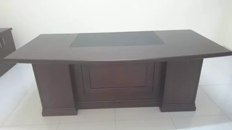 Leather padded office desk