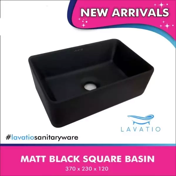 Matt Black Square Basin