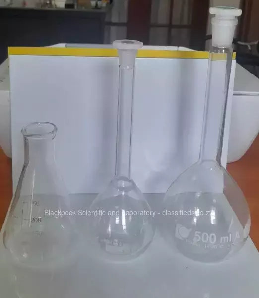 Flask Volumetric. Conical flask. Round bottomed flask