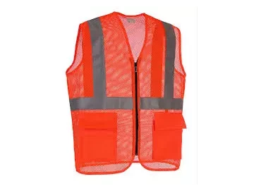 Evion Polyester Mesh Orange Reflective Safety Jacket