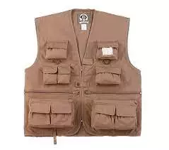 Vest Polyester/Cotton Sleeveless Jacket Pockets Thin Comfortable Khaki