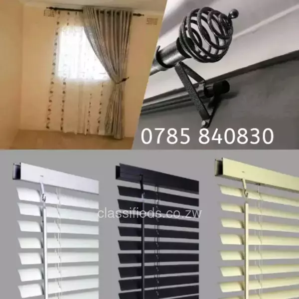 Curtain rods and blinds