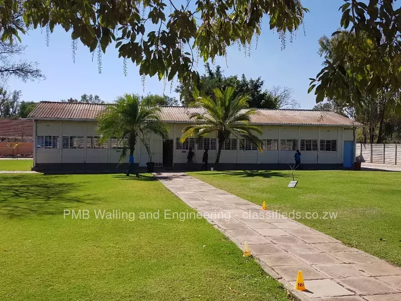 Precast school with mono pitch roof