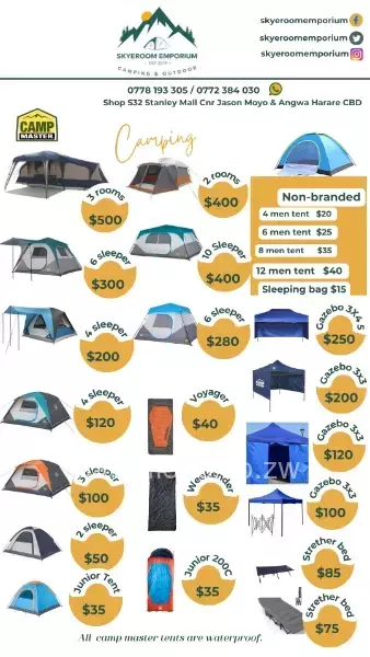 Campmaster Tents , Chairs and Sleeping bags