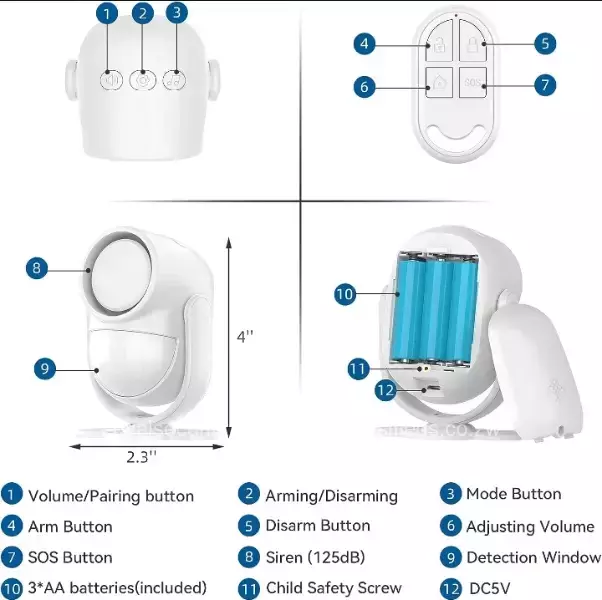 125db Motion sensor alarm kit