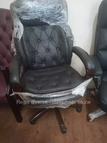 Full leather button chair