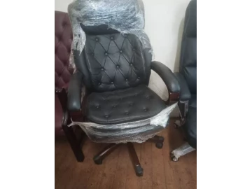 Full leather button chair